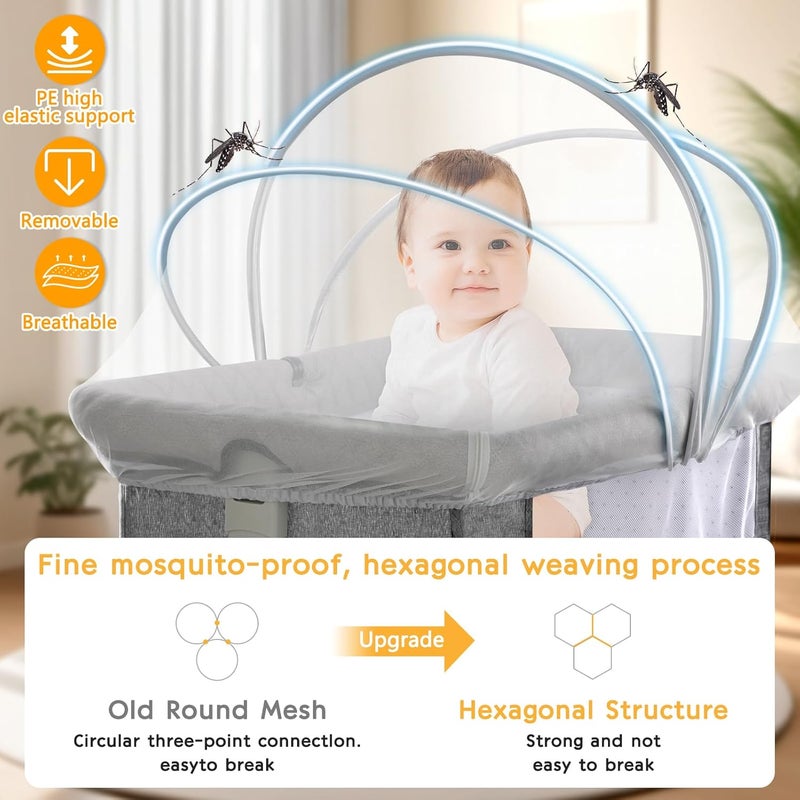jiangcha Bassinet Cover for Cats - Mosquito Net Cover for Bassinet Bedside Sleeper Travel Crib to Keep Cats Out - Breathable Baby Mosquito Net with 2-Way Zipper (White-Small) - Image 3
